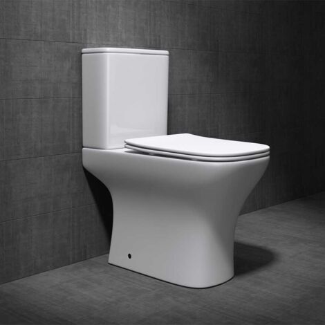 Durovin Bathrooms Close Coupled  Toilet With Soft Close Seat And  Cistern  - Rimless Toilet Pan