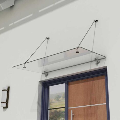 Durovin Bathrooms Front Door Glass Canopy Over Door Shelter - 13mm Safety Glass -  Clear - 2000 x 900mm