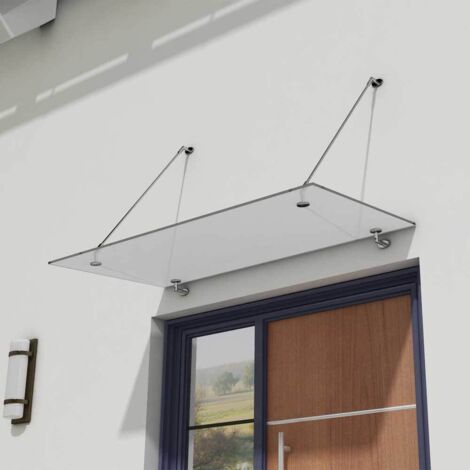 Durovin Bathrooms Front Door Glass Canopy Over Door Shelter - 13mm Safety Glass - Frosted -  2000 x 900mm