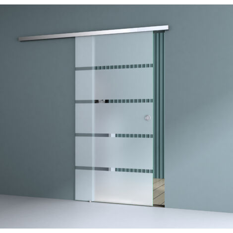Durovin Bathrooms Internal Glass Sliding Door - Frosted Sections - 775mm - Round Handle - With Soft Close