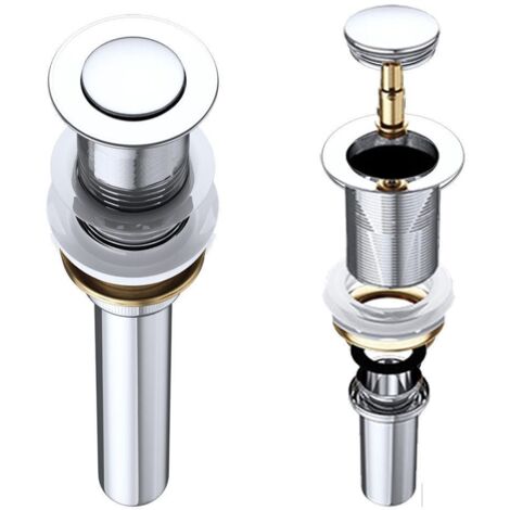 Durovin Bathrooms Push Pop Up Basin Waste Plug - Unslotted Suitable for Sink Without Overflow - Rising Round Ceramic Push Button