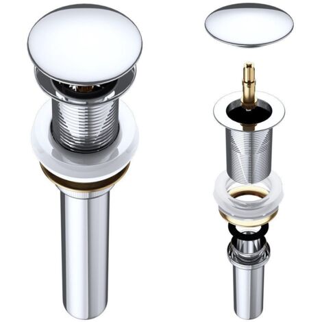 Durovin Bathrooms Push Pop Up Basin Waste Plug - Unslotted Suitable for Sink Without Overflow - Rising Round Ceramic Push Button