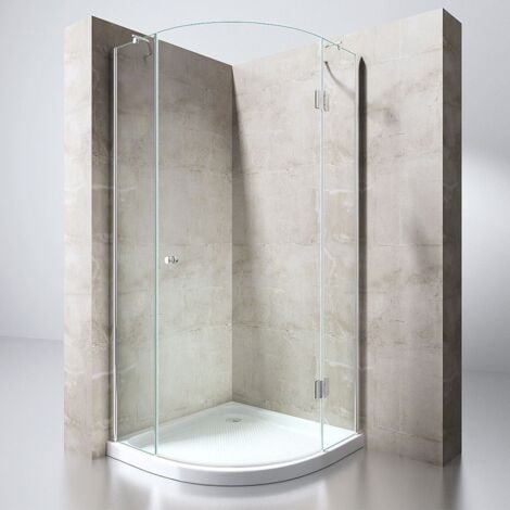 Durovin Bathrooms Quadrant Frameless Shower Enclosure - Hinged Door Corner Entry - 8mm Safety Clear Glass - 900 x 900mm With Acrylic Shower Tray