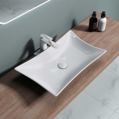 Durovin Bathrooms Rectangular Bathroom Basin - Countertop Sink with Tap Hole 580 x 450 x 95mm