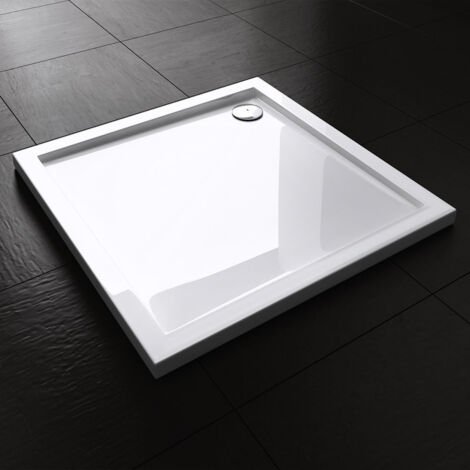 Durovin Bathrooms Shower Tray - Light Sturdy Acrylic - Glossy White Finish - Square - 750 x 750mm