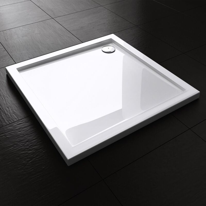Shower Tray - Light Sturdy Acrylic - Glossy White Finish - Square - 800 x800mm - Durovin Bathrooms