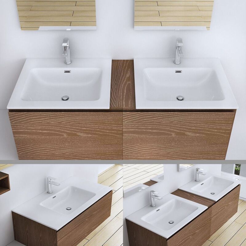 Durovin Bathrooms - Stone Resin- Semi Recessed Bathroom Basin sink- Bathroom vessel Sink - One Tap Hole with Overflow (600 x 480mm)