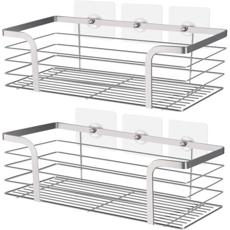 Duschablage, Duschkorb, Badezimmeraccessoire, Badezimmeraufbewahrung, Eckregal, Edelstahl SUS 304, 2er-Set