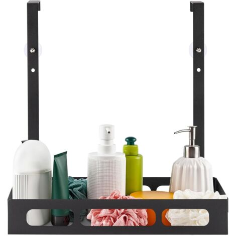 Duschablage, Duschwanne, Karbonstahl, ohne Bohren, platzsparend, 35 x 13 x 36,6 cm (schwarz)