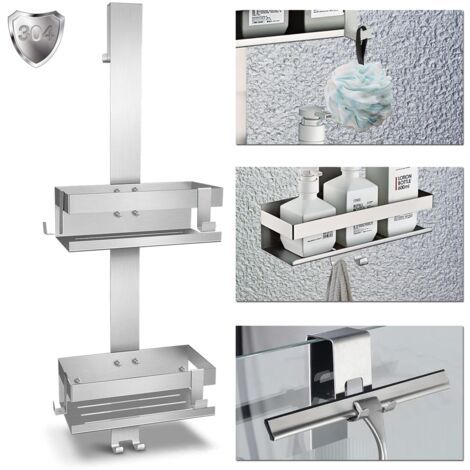 Duschablage zum Hängen Edelstahl Duschregal ohne Bohren 2 Körbe Duschorganizer Badezimmer Organizer Badregal