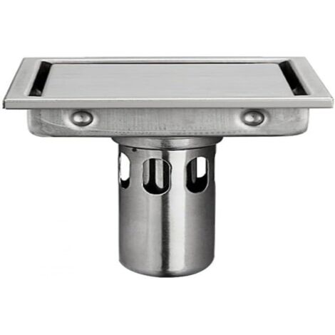 Duschablauf 11 cm mit Fliesengitter, quadratischer Duschablauf mit Haarfilter, gebürsteter Edelstahl 304, für Badezimmer