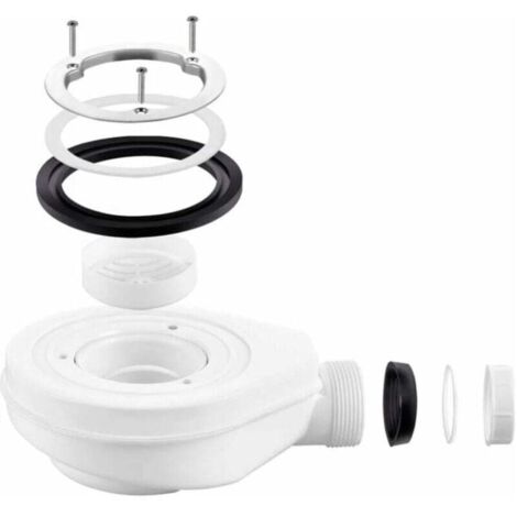 Duschablauf-Set mit Siphon, Haarfilter und Abflussloch, weiß