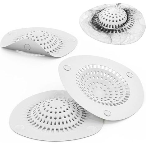 Duschablaufabdeckung, Badewannen-Silikon-Kapillarstopper-Abfluss, Heimschutz mit Wasserabsorber, Küchen-Badezimmer-Waschbecken-Abdeckung, 3er-Pack (weiß)