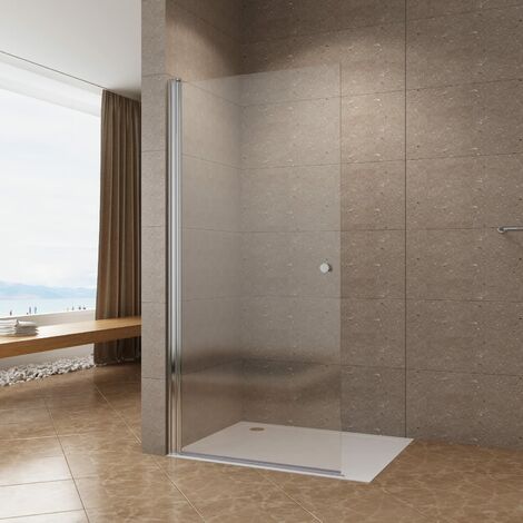 Duschabtrennung, Duschwand Glas, Walkin Dusche Duschtür rahmenlos Drehtü 6 mm klar mit Nanobeschichtung  ohne Magnetprofil-Set  ohne Duschwanne 4. 85 cm  197 cm