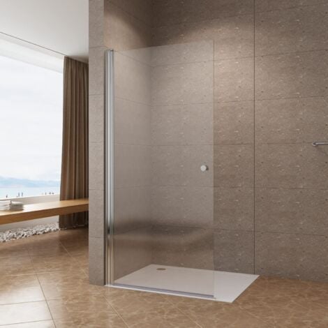 Duschabtrennung, Duschwand Glas, Walkin Dusche Duschtür rahmenlos Drehtü 6 mm klar mit Nanobeschichtung  ohne Magnetprofil-Set  ohne Duschwanne 5. 95 cm  197 cm
