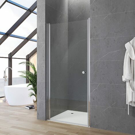Duschabtrennung Nischentür Schwingtür Duschtür Pendeltür Drehtür Glastür Breite 90 cm Höhe 187 cm Wandausgleich 15 mm & 10 mm Echtglas rahmenlos Sicherheitsglas Klarglas links und rechts montierbar