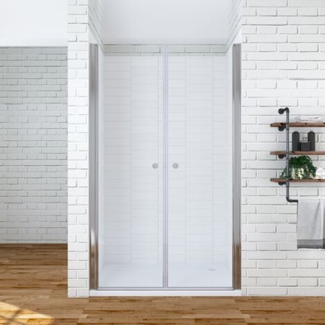 Duschabtrennung Pendeltür Nischentür Schwingtür Dusche 140x197 cm aus 6 mm Einscheibensicherheitsglas Klarglas inkl. Nanobeschichtung