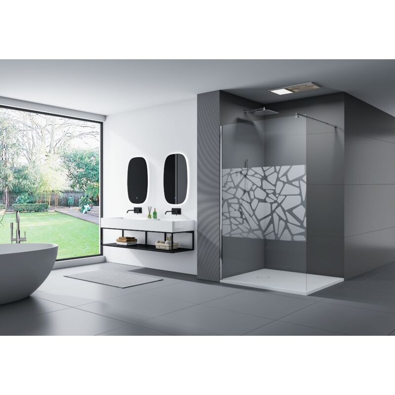 Breite Walk-In:1600mm Duschabtrennung Walk-In Nano Echtglas EX101 Breite w/ählbar Spiegelmuster mittig