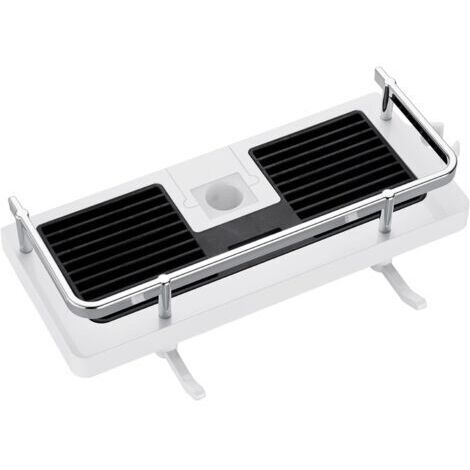 Dusche-Ablage mit Seifenschale, Badzimmer-Organizer für die Dusche ohne Bohren, inkl. Seifenschale, Haken und wasserdichter, rostfreier, selbstklebender Wandhalter für Handtücher, weiß, 1 Stück