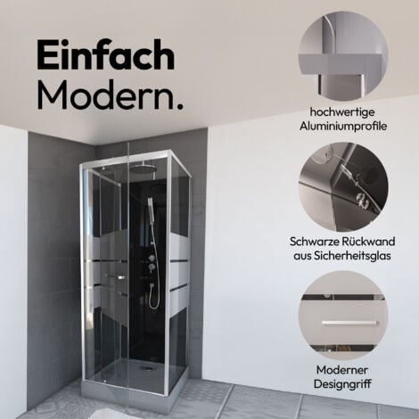 AURLANE Dusche Komplett MARWELL Komplettdusche Fertigdusche Dusy 70 x 70 x 225 cm - komplett Set inkl. Duschwanne und Armatur - Runddusche mit Fronteinstieg