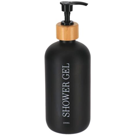 Duschgelspender aus bambusglas 500ml - mattschwarz - Tendance