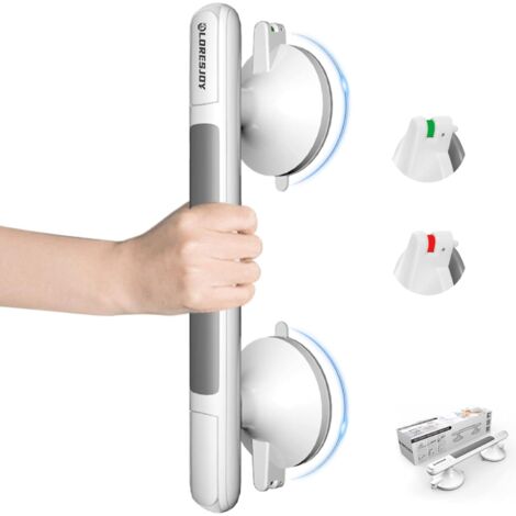 Duschgriff mit 2 Saugnäpfen, Badewannengriff, Duschgriff mit Saugnäpfen, kein Bohren erforderlich, Duschgriff, mobile Haltegriffe im Badezimmer