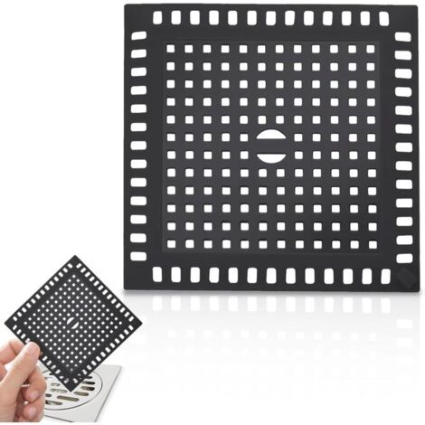 Duschhaarfilter 12x12cm Duschhaarfänger, Anti-Haar-Duschgitter zum Filtern und Auffangen von Haaren (Schwarz)