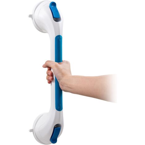 Duschhaltegriff 43 cm, ohne Bohren, mit Saugnapf, Tragkraft 110 kg, sicherer Halt für Menschen mit Behinderung, Senioren und Verletzte, abnehmbar, sicher, blau