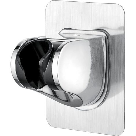 Duschhalterung ohne Bohren, 3M-Kleber – universelle Duschkopfhalterung, verstellbar (45°), Wand-Brausehalterung, belastbar bis 18 kg, für Badezimmer-Duschkopf, Chrom
