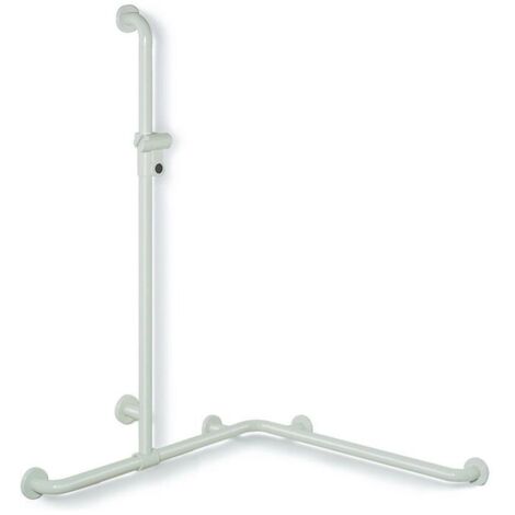 Duschhandlauf Hewi Serie 801 mit verschiebbarer Brausestange, 762 x 1250 x 762 mm, reinweiß - 801.35.340 99