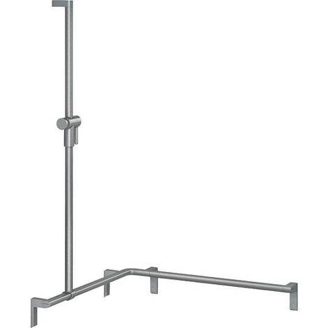 Duschhandlauf Normbau Serie Cavere aus Aluminium, mit Brausehalter + Befestigung, Anthrazit-Metallic, 1100 x 1100 x 1200 - 7486110095
