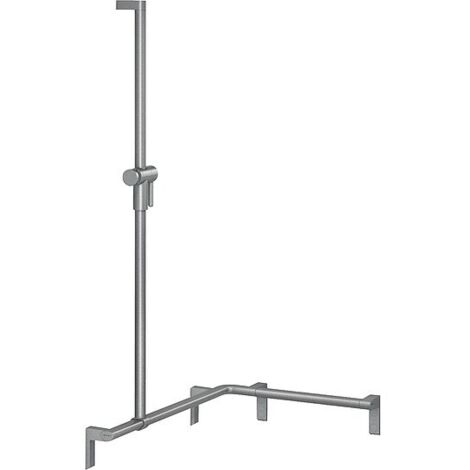 Duschhandlauf Normbau Serie Cavere aus Aluminium, mit Brausehalter + Befestigung, Anthrazit-Metallic, 750 x 750 x 1200 - 7486075095