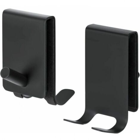 Duschhandtuchhaken ohne Bohren, Edelstahl-Badezimmertürhaken für 4–10 mm dickes Glas, 2 Stück, Schwarz