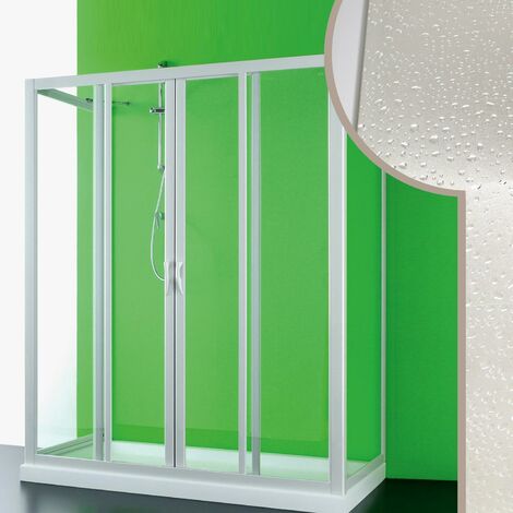 3 seitige Duschkabine mit gleitender und zentrale Öffnung h 185 cm aus Acryl weiss