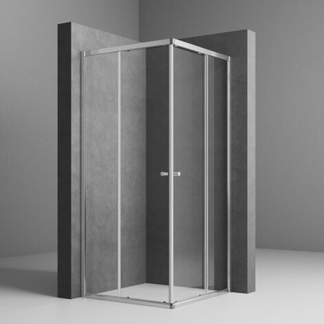 Duschkabine 75x80cm Eckeinstieg Schiebetür Duschabtrennung Duschkabine 6mm ESG Glas Duschtür Duschwand Höhe 185cm