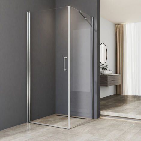 Duschkabine 75x90cm Eckeinstieg Pendeltür mit Seitenwand Duschkabine Pendeltür Schwingtür 6mm NANO ESG Sicherheitsglas Duschabtrennung Duschwand Höhe 195cm