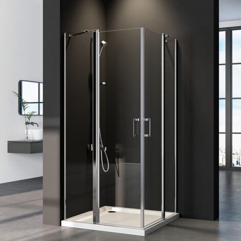 Duschkabine 90x90cm Eckeinstieg mit Pendeltüren aus 6mm Nano-Glas Duschkabine Pendeltüren Duschabtrennung Eckeinstieg Höhe 185cm