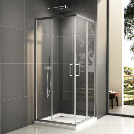 Duschkabine 90x90cm Eckeinstieg Schiebetür Duschabtrennung Duschkabine 6mm ESG Glas Duschtür Duschwand Höhe 185cm