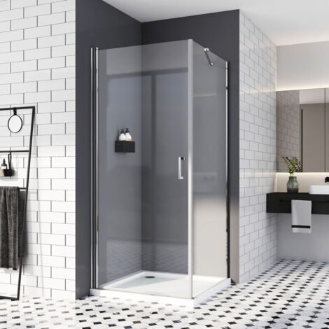 Duschkabine 90x90x195 cm Eckeinstieg Schwingtür mit Seitenwand Duschkabine Pendeltür Drehtür mit 90cm Seitenwand Duschabtrennung Pendeltür Komplett Dusche 6mm NANO EGS Glas Duschwand