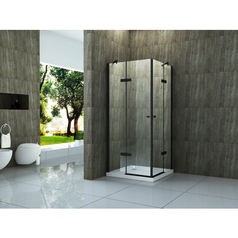 Duschkabine CANTO (schwarz) 90 x 75 x 195 cm ohne Duschtasse