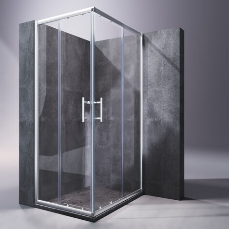 Duschkabine Duschabtrennung Eckeinstieg mit Schiebetür ESG Klarglas 80x100x185cm