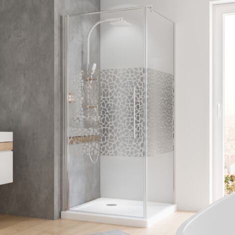 Duschkabine Dusche Drehtür mit Seitenwand 90x90 Eckdusche chromoptik