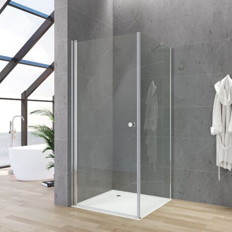 Duschkabine Eckdusche Drehtür mit Seitenwand 5mm Klarglas 90 Tür x 70 Seitenwand xH.187cm