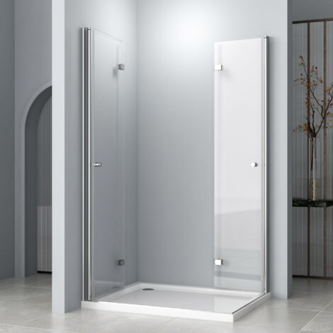 Duschkabine Eckeinstieg 100x75x185cm 180º Doppel Falttür Duschabtrennung Drehfalttür Dusche Duschwand aus 6mm ESG Sicherheitsglas