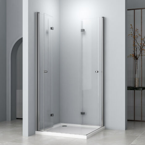 Duschkabine Eckeinstieg 75x80x185cm 180º Doppel Falttür Duschabtrennung Drehfalttür Dusche Duschwand aus 6mm ESG Sicherheitsglas