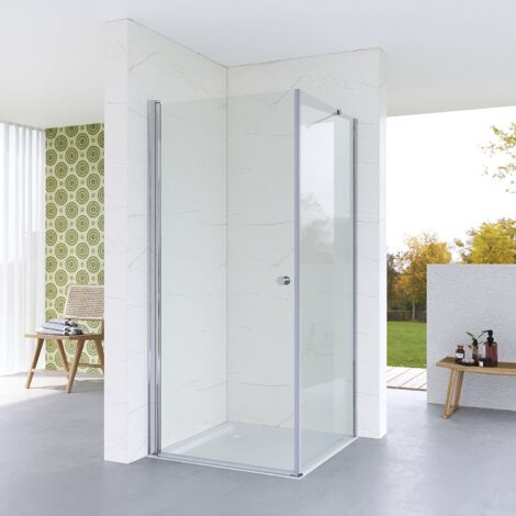 Duschkabine Eckeinstieg Glas Drehtür Pendeltür 70 75 80 90 100 cm Dusche Duschwand mit Seitenwand Eckdusche Schwingtür 5 mm Einscheibensicherheitsglas, Verstellbereich, Klarglas 2. 75x70 cm