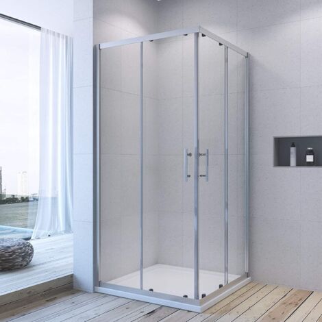 Duschkabine Eckeinstieg Schiebetür Vollrahmt Eckdusche Duschtür Duschabtrennung Duschtrennwand 6 mm Einscheibensicherheitsglas Verstellbereich 20. 100x90x185 cm