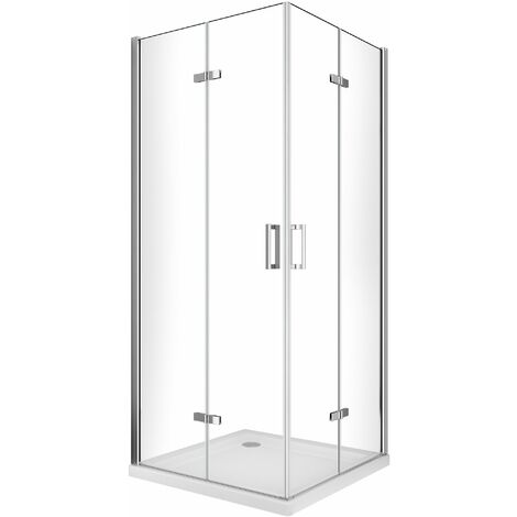 Duschkabine in der Ecke mit vollständiger faltbarer Buchöffnung und Faltschluss, H 190 Glas 6 mm 75 (72,5-74) x 95 (92,5-94)