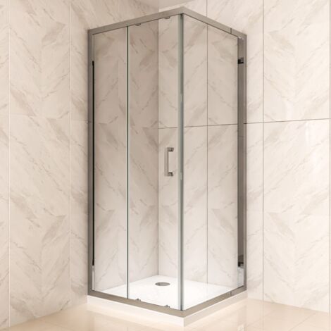 Duschkabine mit Schiebetür Eckdusche mit Rollensystem aus ESG Glas 190cm Hoch 90x110 cm (Tür:110cm)