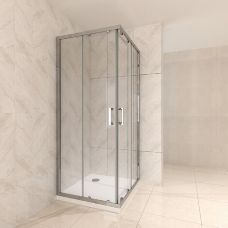 Duschkabine mit Schiebetüren Eckdusche mit Rollensystem aus ESG Glas 180 cm Hoch